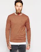 Asos Crew Neck Sweater In Orange Twist Cotton - Orange