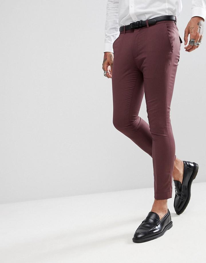 Rudie Plain Super Skinny Suit Crop Pants - Red
