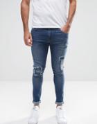 Hoxton Denim Jeans Knee Patches Spray On Jean - Blue