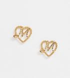 Reclaimed Vintage Inspired Gold Plated M Initial Earrings - Gold