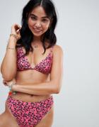 Le Palm 80s Leopard Print High Leg Bikini Bottoms - Pink