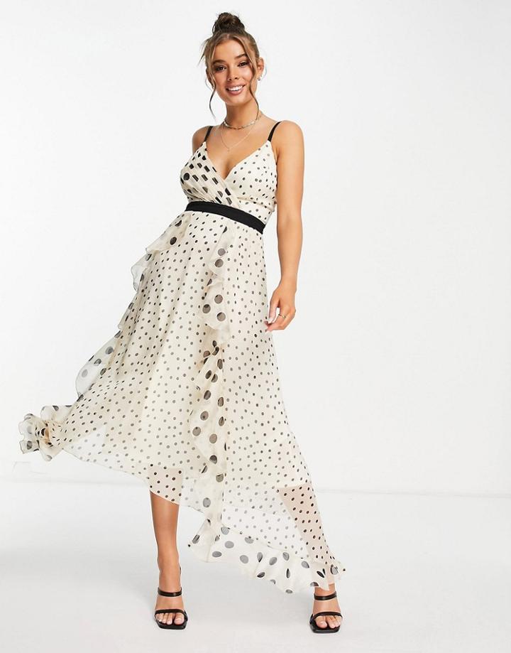 Lipsy Mixed Spot Maxi Dress In Mono-multi