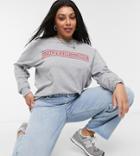 Simply Be 'health & Wellbeing' Slogan Sweatshirt In Gray-grey