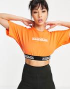 Napapijri Box Wide Cropped T-shirt In Orange
