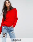 Prettylittlething Cable Knit Sweater - Red
