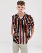 Mennace Revere Shirt In Block Stripe - Black