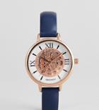 Sekonda Exposed Mechanics Leather Watch In Navy Exclusive To Asos - Black