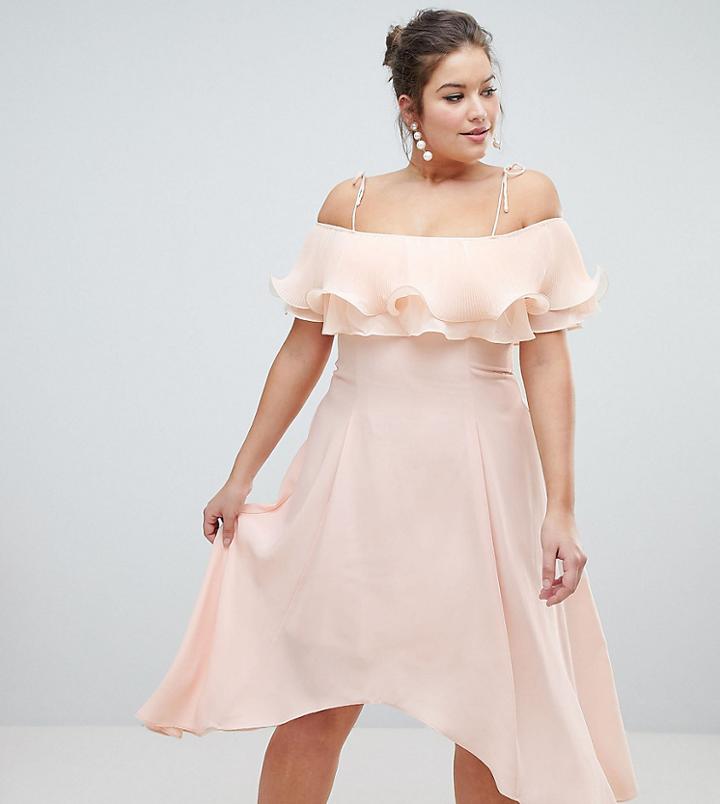 Coast Plus Daphne Pleated Midi Dress - Pink