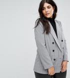 Fashion Union Plus Double Breasted Blazer In Check - Gray