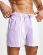 Topman Abstract Stripe Swim Short In Lilac-purple