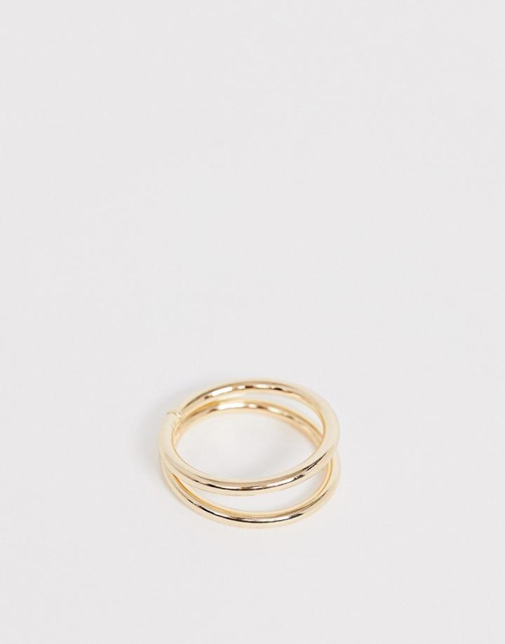 Asos Design Ring In Split Design In Gold Tone