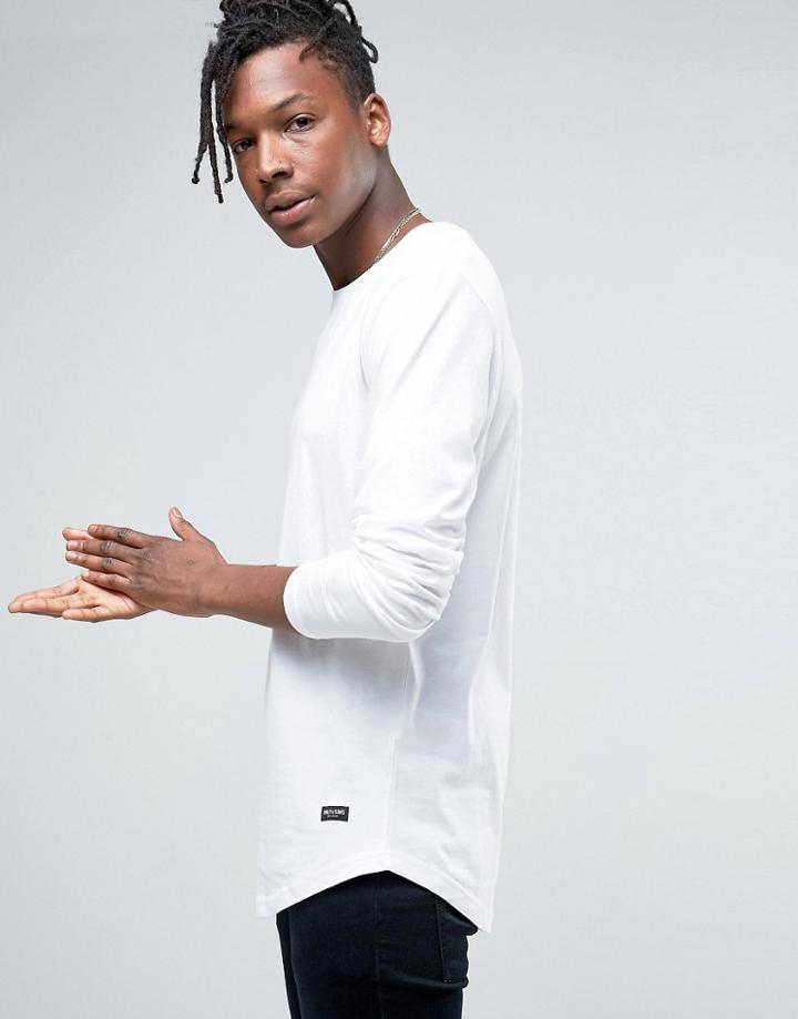 Only & Sons Longline Long Sleeve T-shirt - White