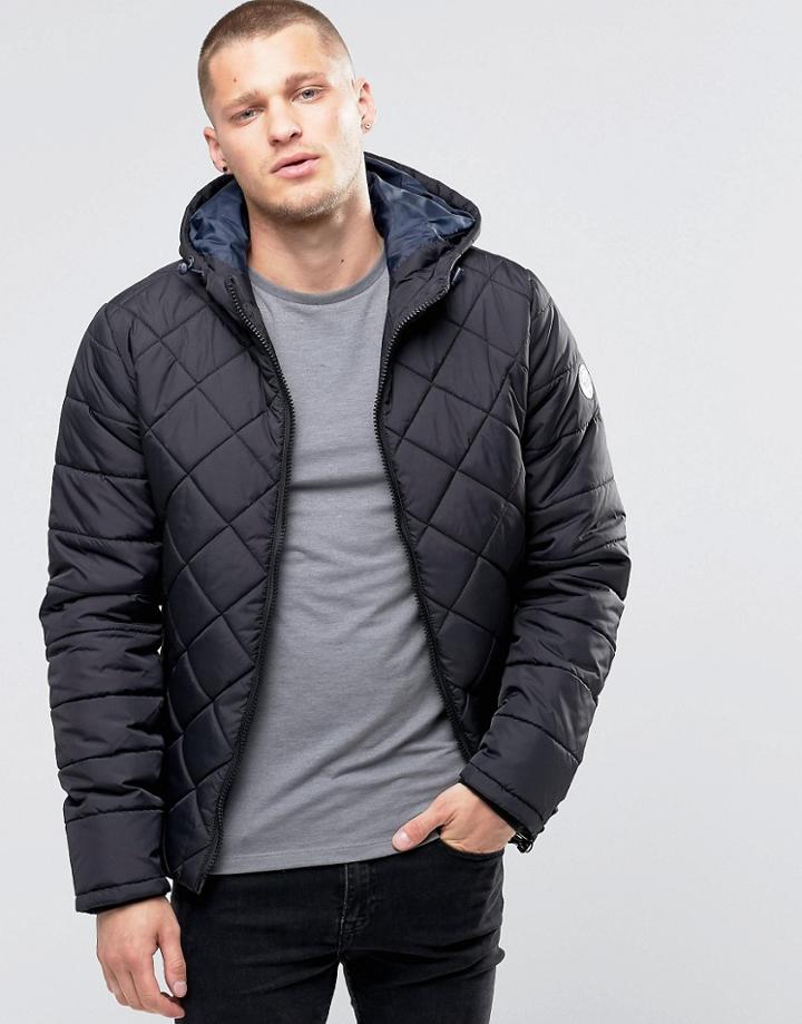 Blend Hooded Quilted Jacket Black - Black