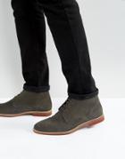 Asos Lace Up Boots In Gray Suede With Contrast Sole - Gray