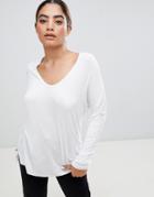 Asos Design Top With Batwing Long Sleeve In White - White