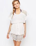 Oasis Lace Trimmed Caftan - Ivory