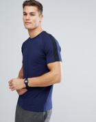 Selected Homme T-shirt With Raglan Striped Sleeve - Navy