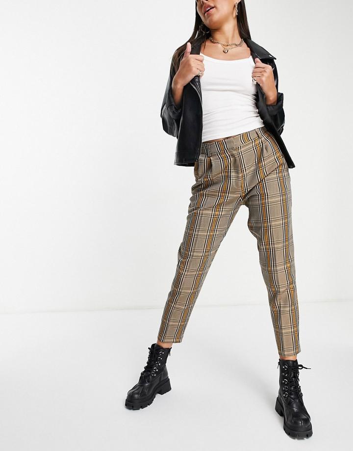 Asos Design Smart Tapered Pant In Mustard Check-yellow