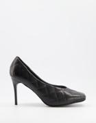 Truffle Collection Quilted Heeled Shoes With Square Toe In Black