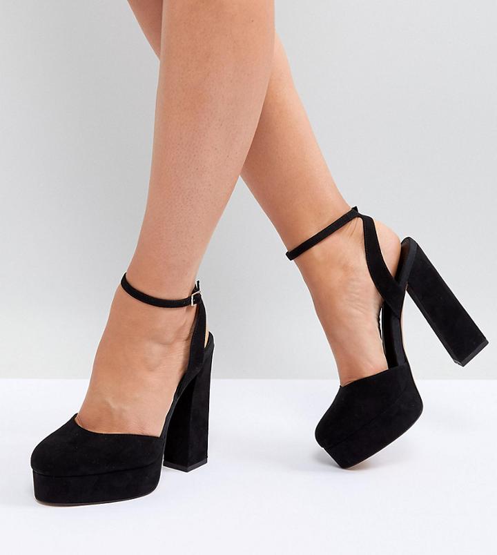 Asos Parachute Wide Fit Platform Heels - Black