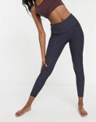 Onzie High Waisted Yoga 7/8 Leggings In Charcoal Linear-grey