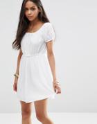 Brave Soul Crochet Woven Dress - White