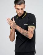 Lambretta Tipping Pique Polo With Target Logo - Black