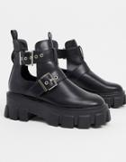Truffle Collection Chunky Biker Boots In Black