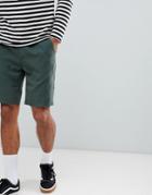 Asos Design Slim Shorts In Dark Green Lyocell With Pleats - Green