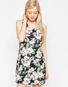 Style London Dress In Tropical Floral Print - Blue