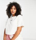 Ellesse Plus Ribbed Crop Top In Ecru-white