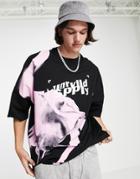 Asos Unrvlld Spply Extreme Oversized T-shirt With Logo Print And Placement Print In Black