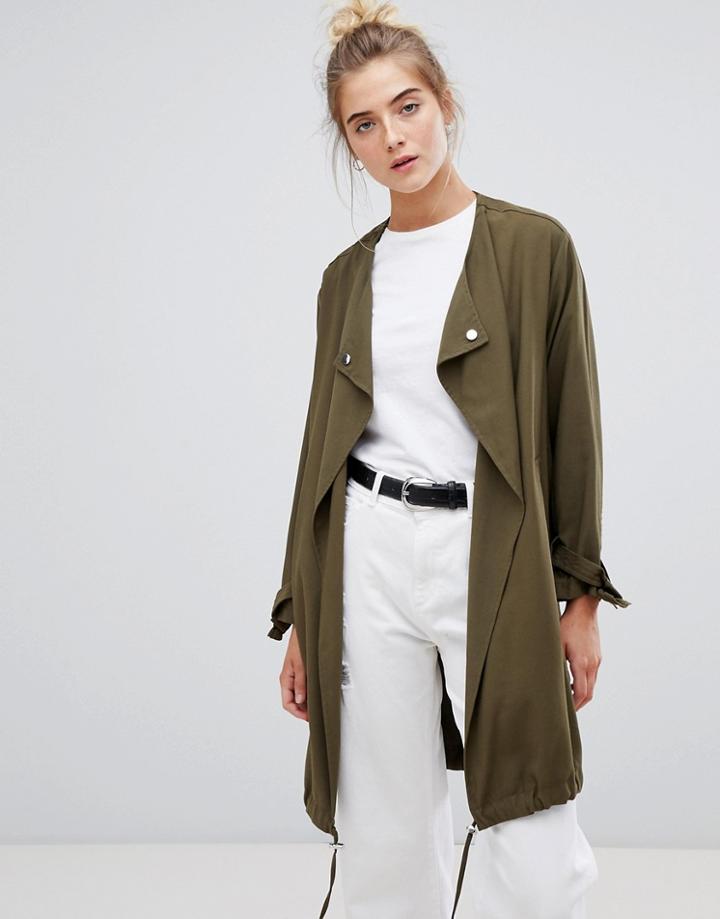 New Look Waterfall Duster Coat - Green