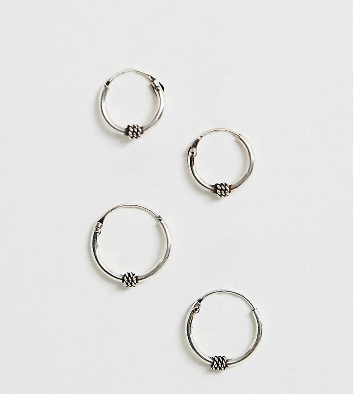 Kingsley Ryan Exclusive Sterling Silver Bali Hoop Earrings - 2 Pack - Silver