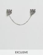 Noose & Monkey Tiger Collar Tips & Chain In Silver - Silver