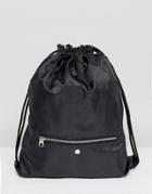 Cheap Monday Drawstring Bag With Zip Pocket - Black