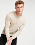 Polo Ralph Lauren Icon Logo Merino Wool Knit Sweater In Beige Heather-neutral