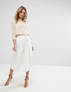 Mango Tie Waist Culotte Pants - Cream