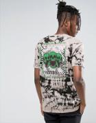 Asos Relaxed T-shirt With Tie Dye & Skull Back Print - Black