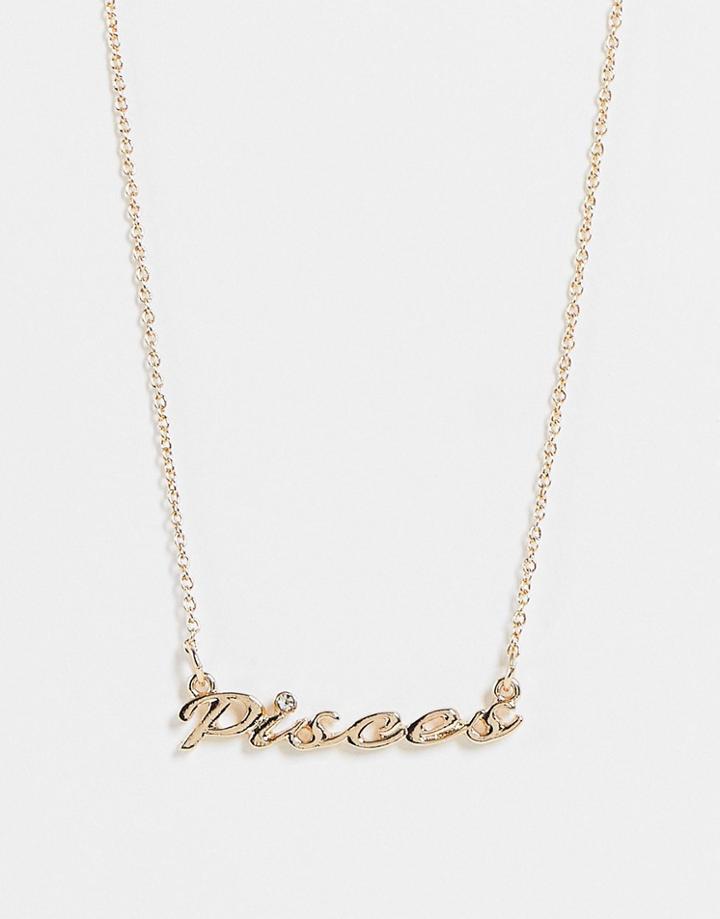 Monki Zodiac Pisces Sign Necklace In Gold