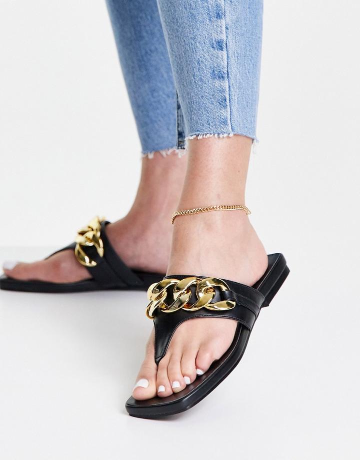 Topshop Promise Chain Sandals In Black