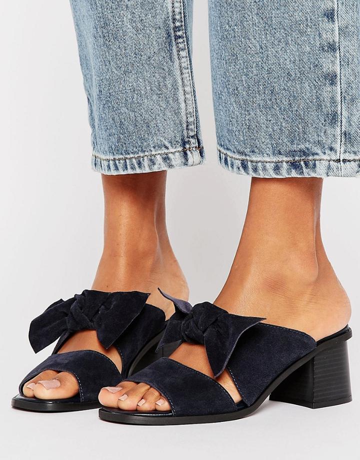 Asos Toulouse Suede Bow Mules - Blue