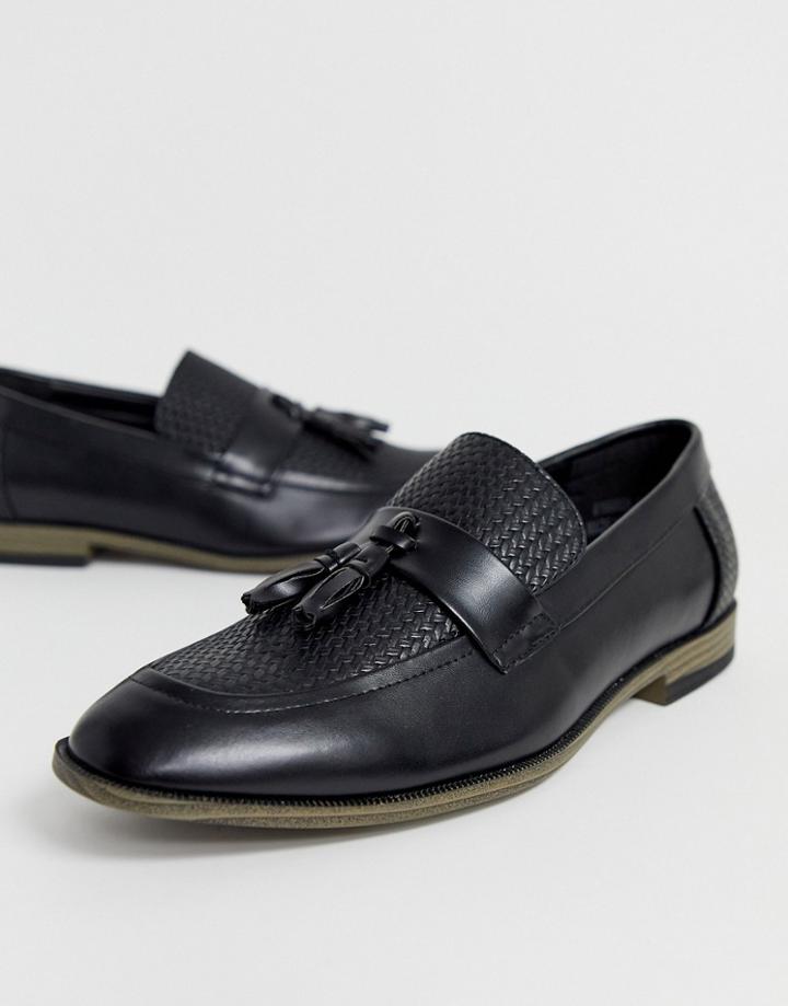 New Look Woven Tassel Loafer In Black