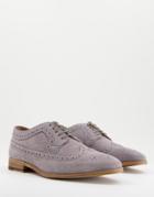 Topman Gray Real Suede Collins Brogue Shoes