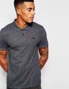 Asos Pique Muscle Polo With Embroidery In Charcoal - Charcoal Marl