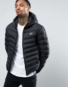 Gym King Puffer Jacket In Black With Hood - Black
