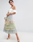 Asos Tulle Prom Skirt In Rainbow Colors - Multi