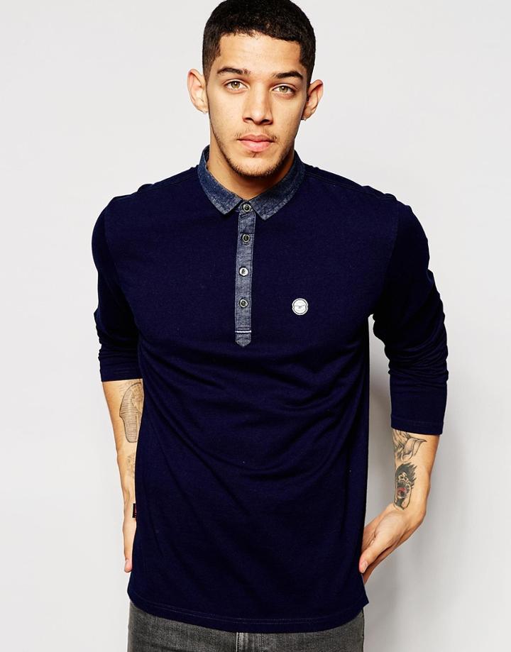 Le Breve Long Sleeve Polo Shirt - Navy