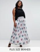 Elvi Plus Pleated Maxi Skirt In Floral Print - Multi