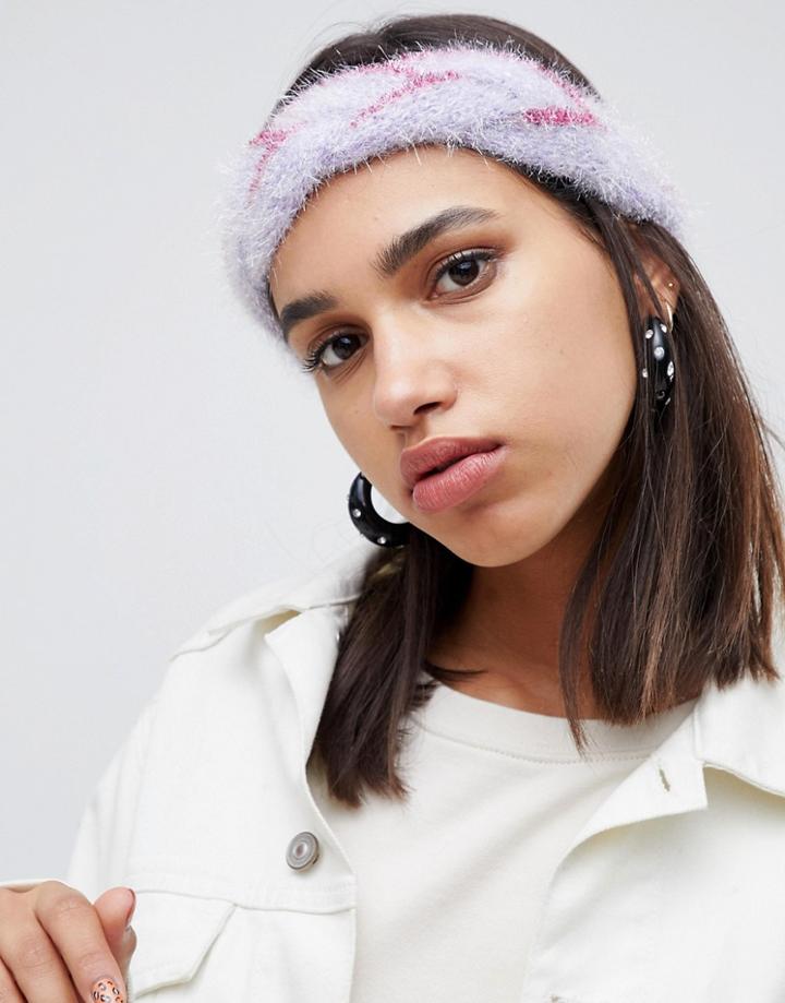 Asos Design Shimmer Braid Headband - Purple